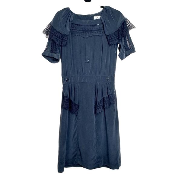 Mayle Lace Trim Silk Dress Black Size 6 - Picture 1 of 13